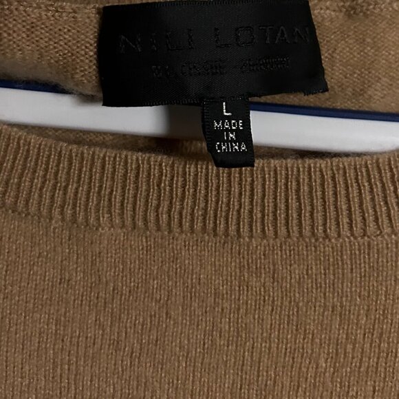 Nili Lotan Cashmere Scoop Neck Sweater in Brown Color Size L - Picture 4 of 5